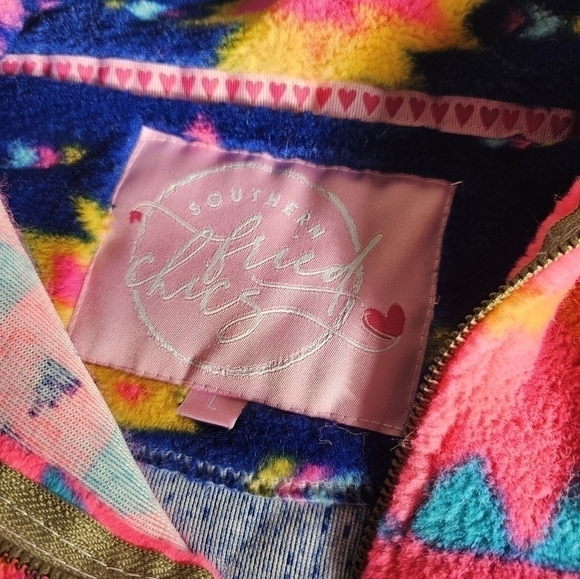 Southern Fried Chics Neon Nights Aztec Sherpa Sz. L - Picture 7 of 8
